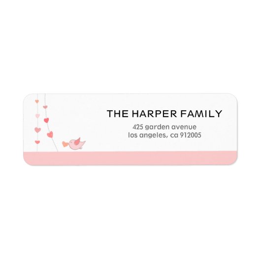 バレンタインデーのハートを持つ鳥 ラベル (正面)