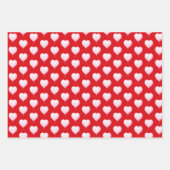 バレンタインデーのハートパターン明るい赤 ラッピングペーパーシート (正面2)