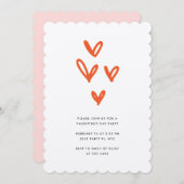 バレンタインデーのハートパーティー招待状 招待状 (正面/裏面)