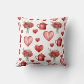 バレンタインデーのハート付きの赤い模様 クッション (裏面)