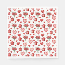 バレンタインデーのハート付きの赤い模様 スタンダードランチョンナプキン