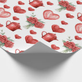 バレンタインデーのハート付きの赤い模様 ラッピングペーパー (角)