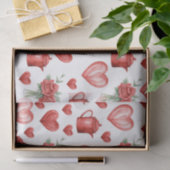 バレンタインデーのハート付きの赤い模様 薄葉紙 (ギフト)