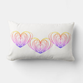 バレンタインデーのハート前面と背面白色 ランバークッション