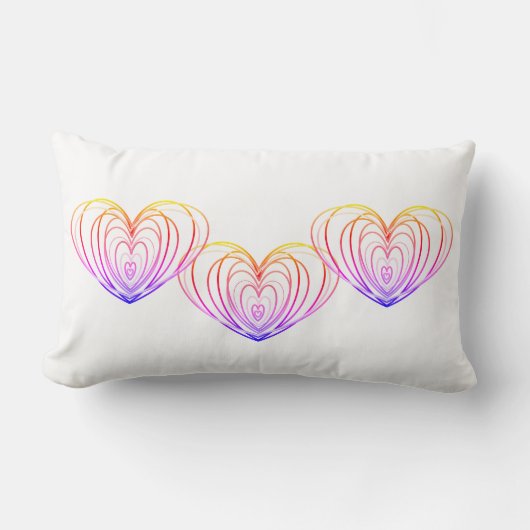 バレンタインデーのハート前面と背面白色 ランバークッション (正面)