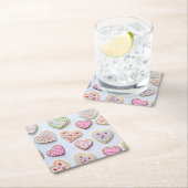 バレンタインデーのハート型クッキー スクエアペーパーコースター (インサイチュ)