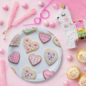 バレンタインデーのハート型クッキー ペーパープレート (パーティー)