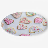 バレンタインデーのハート型クッキー ペーパープレート (アングル)