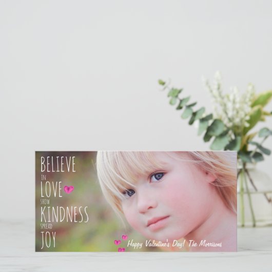 バレンタインデーのハート愛親切さの喜びの写真 シーズンカード (スタンド正面)