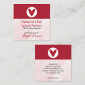 バレンタインデーのハート手作り石鹸タグ スクエア名刺 (正面/裏面)