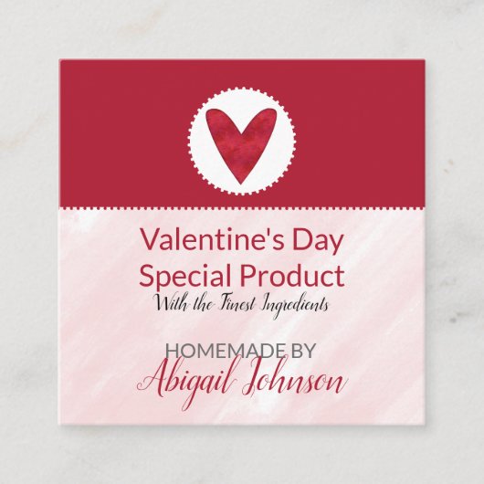 バレンタインデーのハート手作り石鹸タグ スクエア名刺 (正面)