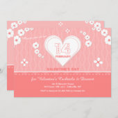 バレンタインデーのハート招待状 招待状 (正面/裏面)