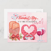 バレンタインデーのハート水色のためのピックボール シーズンポストカード (正面/裏面)