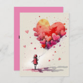 バレンタインデーのハート風船カード シーズンカード (正面/裏面)