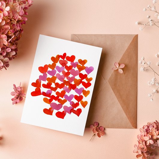 バレンタインデーのハート - ピンクとオレンジ カード