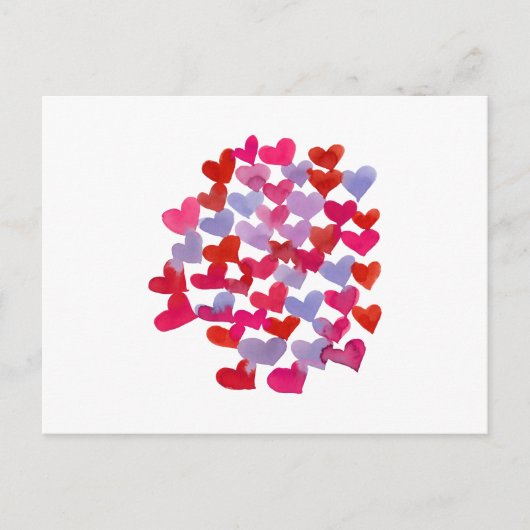 バレンタインデーのハート – 紫とマゼンタ ポストカード (正面)