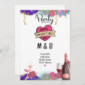 バレンタインデーのハート[芸術品を気取った日付を保存] 招待状 (正面/裏面)