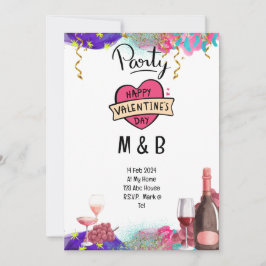 バレンタインデーのハート[芸術品を気取った日付を保存] 招待状