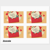 バレンタインデーのハート「願い」 長方形シール (シート)