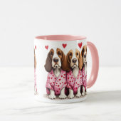 バレンタインデーのバセットハウンド犬 マグカップ (正面右)