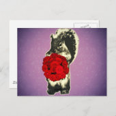 バレンタインデーのバラのおもしろいなリス シーズンポストカード (正面/裏面)