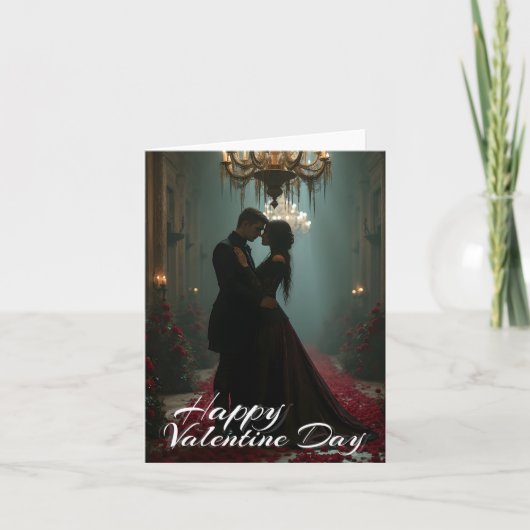 バレンタインデーのバラホールでのロマンス カード (正面)