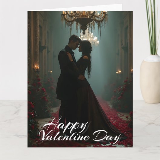 バレンタインデーのバラホールでのロマンス カード (正面)