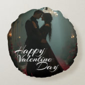 バレンタインデーのバラホールでのロマンス ラウンドクッション (裏面)