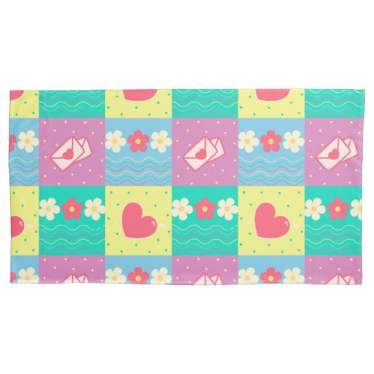 バレンタインデーのパターン 枕カバー (正面)