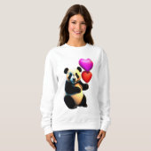 バレンタインデーのパンダ＆ハート風船、バレンタインデー スウェットシャツ (正面フル)