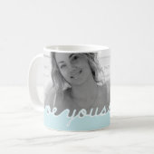 バレンタインデーのパーソナライズな写真愛青い コーヒーマグカップ (正面左)