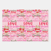 バレンタインデーのパーソナライズ名テディベアハート ラッピングペーパーシート (正面2)