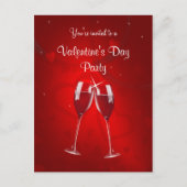 バレンタインデーのパーティの招待状の郵便はがき インビテーションポストカード (正面)