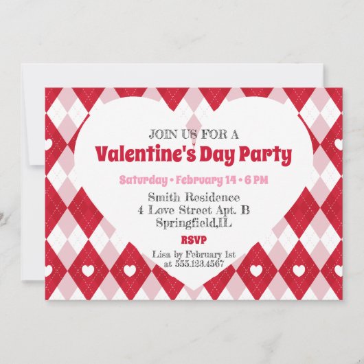 バレンタインデーのパーティの招待状 招待状 (正面)