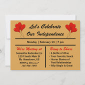 バレンタインデーのパーティーの独身のな女性ワイン夜 招待状 (裏面)