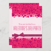 バレンタインデーのパーティーピンクハートの招待 招待状 (正面/裏面)