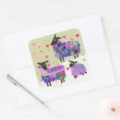 バレンタインデーのヒツジのシール スクエアシール (封筒)