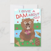 バレンタインデーのビーバーのおもしろいな子供の学校の教室 カード (正面)