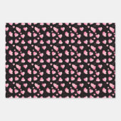バレンタインデーのピンクとブラックのハートスクリプトの愛 ラッピングペーパーシート (正面2)