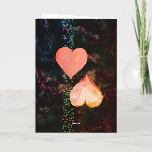 バレンタインデーのピンクのハートとバラのカード シーズンカード (裏面)