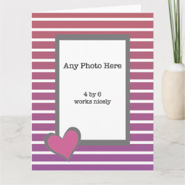 バレンタインデーのピンクのハートと私の写真 カード