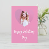 バレンタインデーのピンクの写真の女の子 カード (スタンド正面)