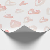 バレンタインデーのピンクの水彩画のハート ラッピングペーパー (角)