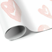 バレンタインデーのピンクの水彩画のハート ラッピングペーパー (ロールコーナー)