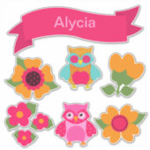 バレンタインデーのフクロウとバナカスタマイズー シール (正面)