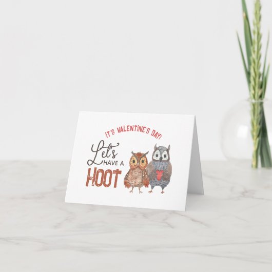 バレンタインデーのフクロウのジョーク　一緒にホーホーしよう カード (正面)