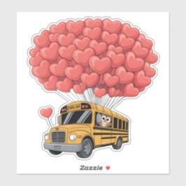 バレンタインデーのフライングバス（フクロウ付き） シール