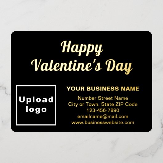 バレンタインデーのブラックビジネスブランド 箔シーズンカード (正面)