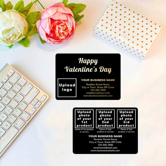 バレンタインデーのブラックビジネスブランド 箔シーズンカード