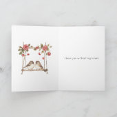 バレンタインデーのブランコに乗る愛の鳥たち カード (内部)